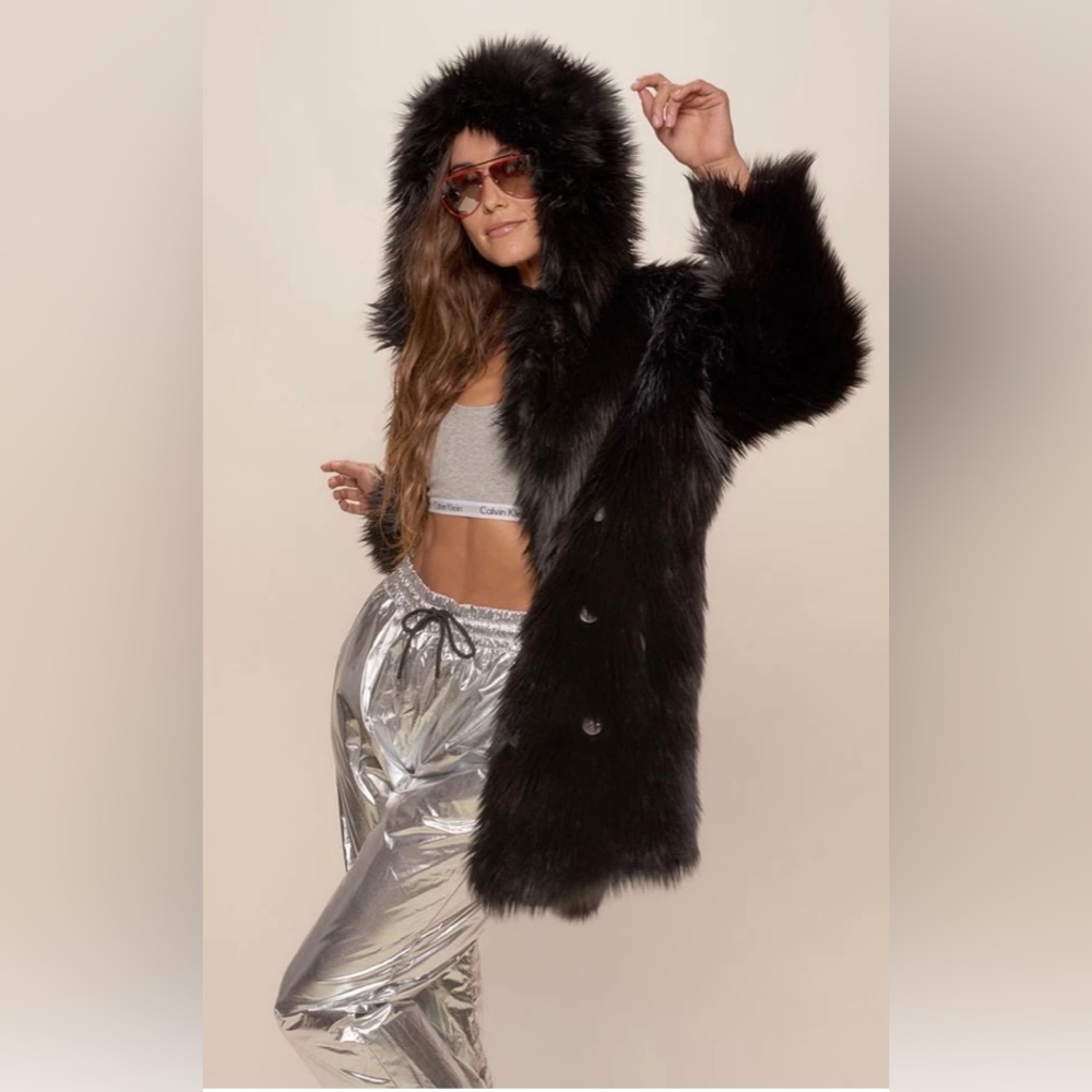 SpiritHoods Black Wolf faux fur coat